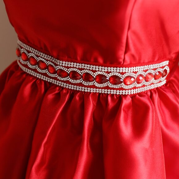 Red Formal Party Dress Embellished Waistline Homecoming Recital NWT Size 16 - Picture 7 of 7